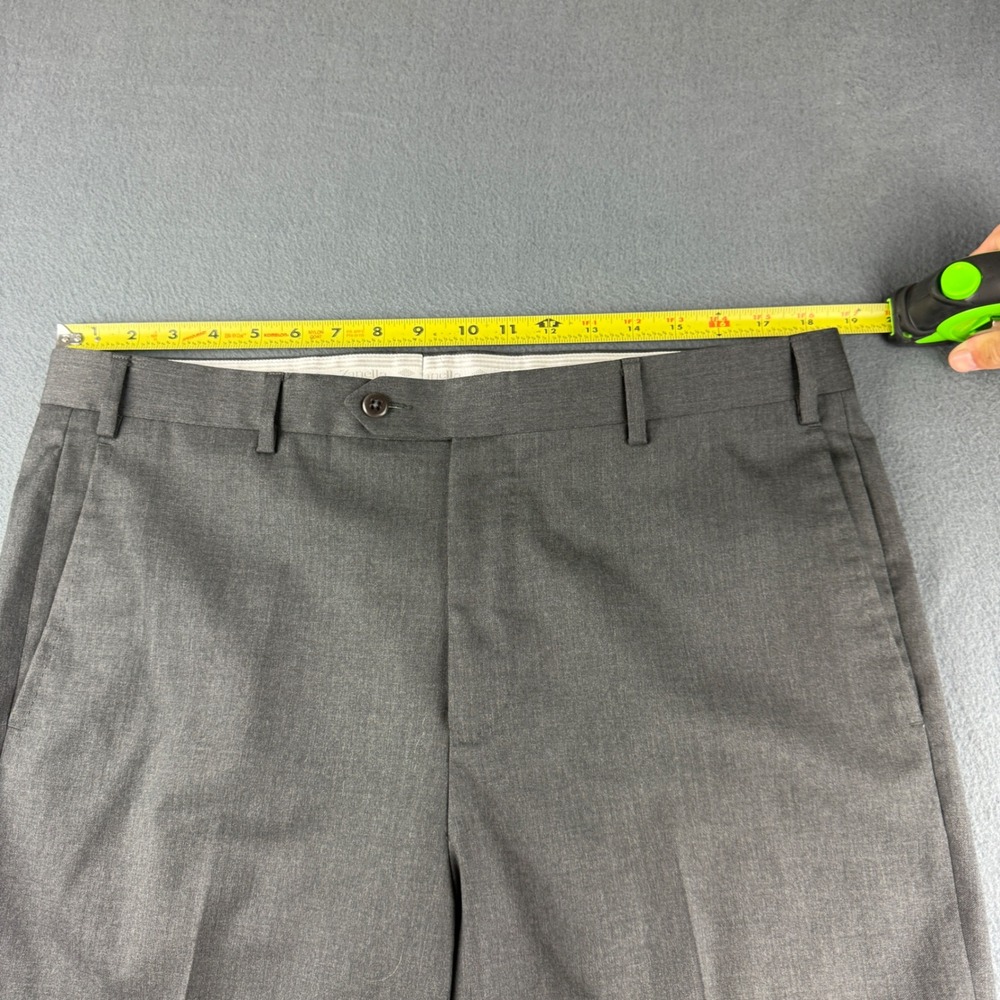 Zanella Todd Pants Men's 36 (Fits 37x28) Gray Wool Dress Trousers Flat Italy - Picture 6 of 10